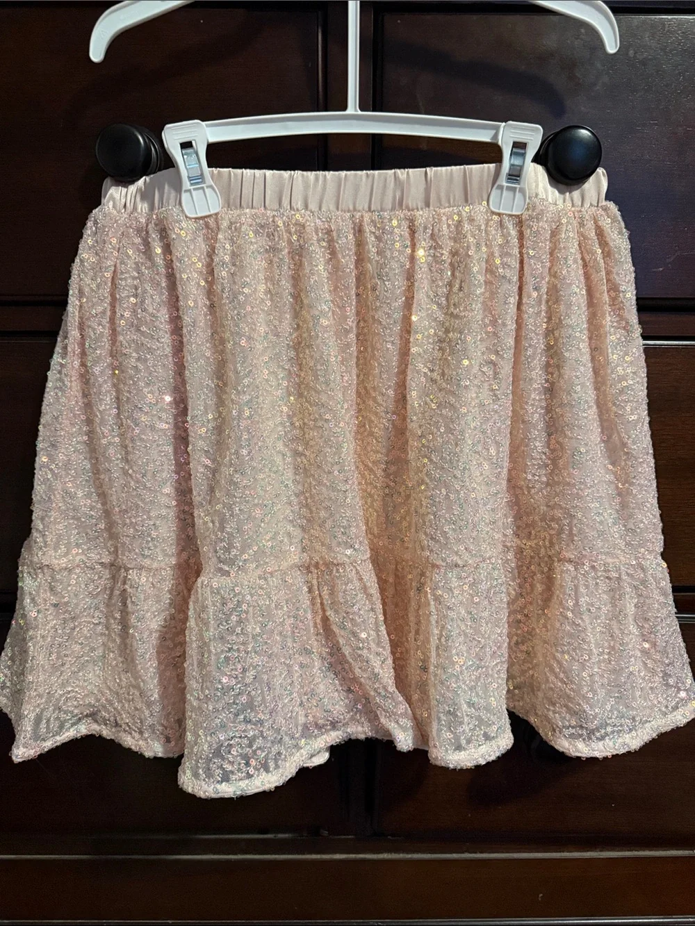 The Children's Place Pale Pink Sequin Tiered Girls Skirt